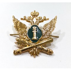 Кокарда ФССП нового образца на тулью (Орел,столб закона, зеленая эмаль)  FR058