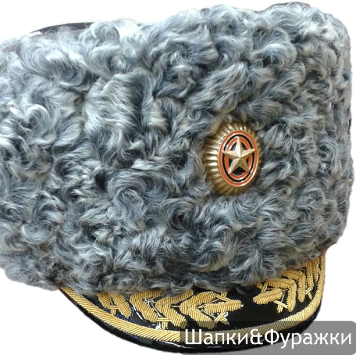 Шапка Министерства Обороны нового образца (каракуль, кожа, ручная вышивка) SH008