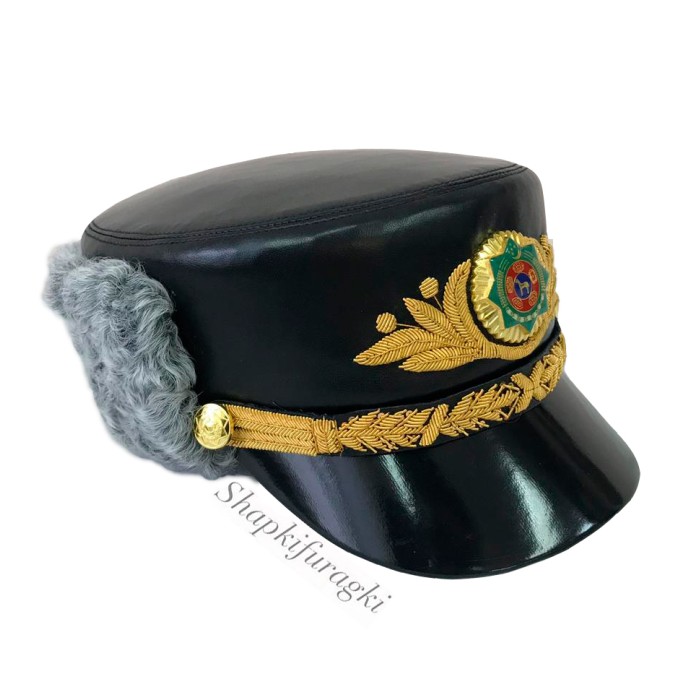  Шапка кожа, каракуль, Туркменистан с ручной вышивкой