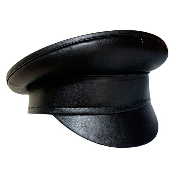 Фуражка мужская из черной кожи Kepi021